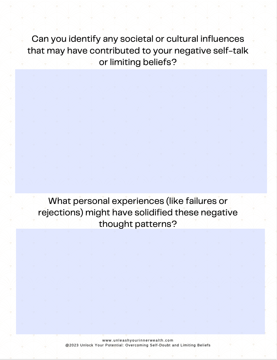 empowered questions to overcome self-doubt and limited beliefs - unlock your potential - a powerful & transformative fillable pdf guide designed to turn your limitations into liberation by emmanuelle blanc unleash your inner wealth
