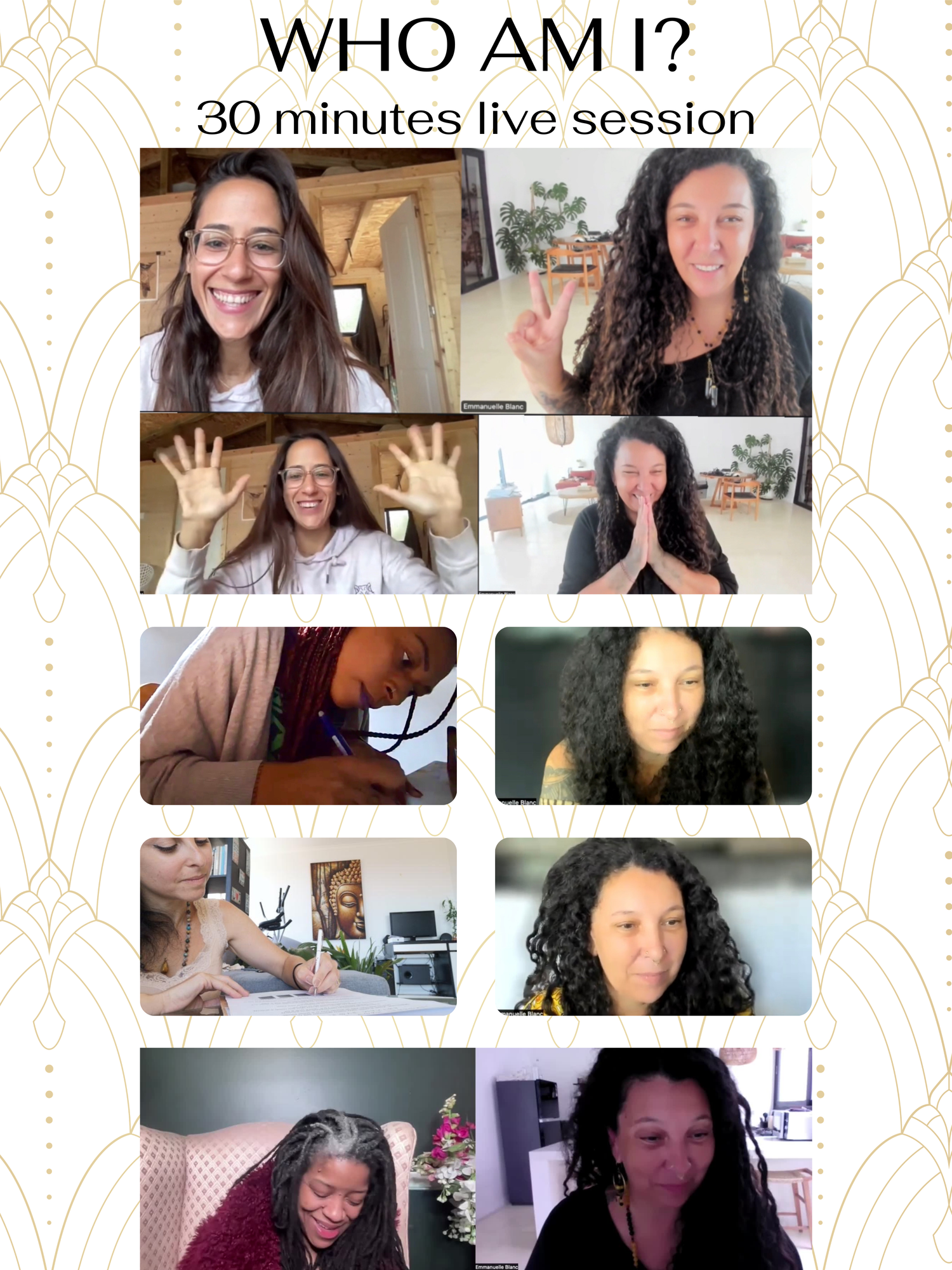 Emmanuelle Blanc 30 minute live session Who Am I written portrait with clients