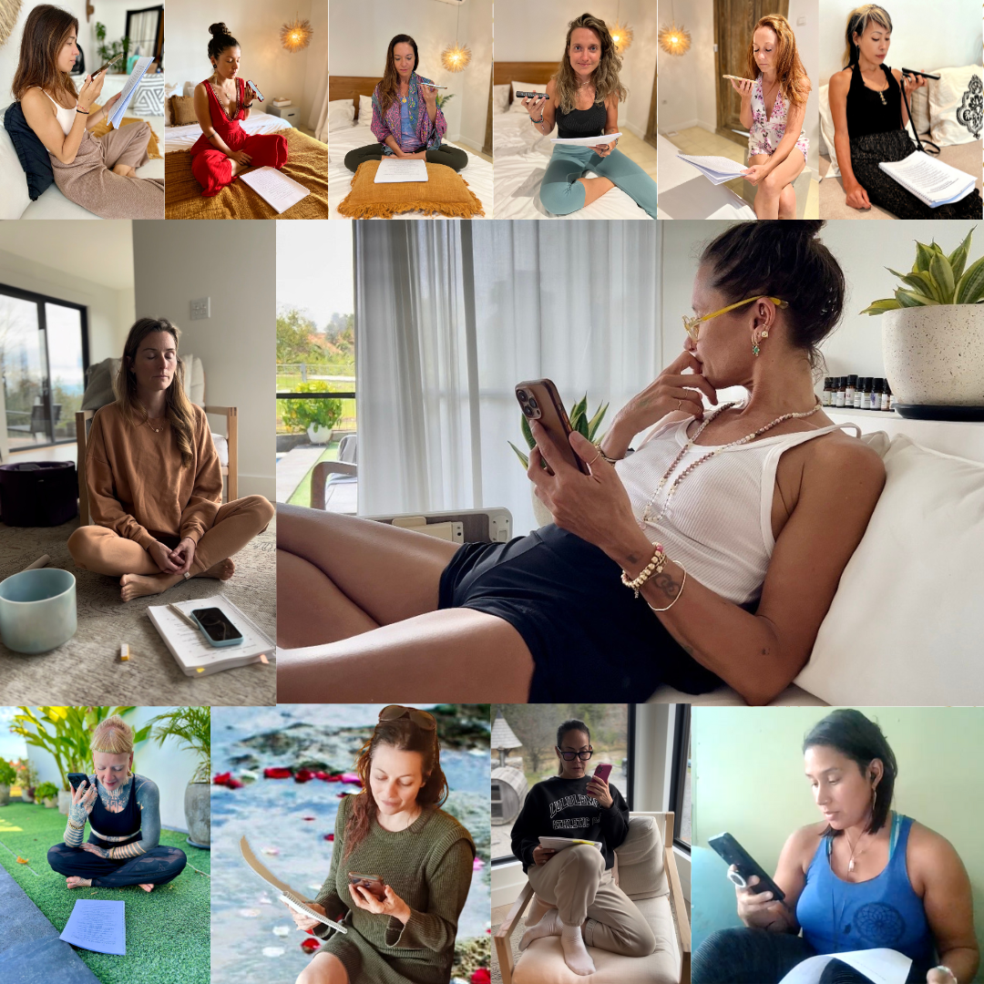 Women recording personalized meditation scripts — Who Am I by Emmanuelle Blanc