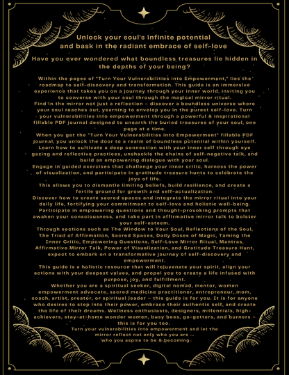 back cover black and gold for Turn your vulnerabilities into empowerment through a powerful &amp; inspirational fillable PDF journal  by emmanuelle Blanc from Unleash your inner wealth