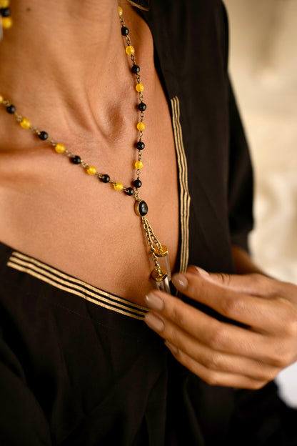 crystal me - 2 crystal necklace with yellow agate &amp; black onyx from Unleash your inner wealth