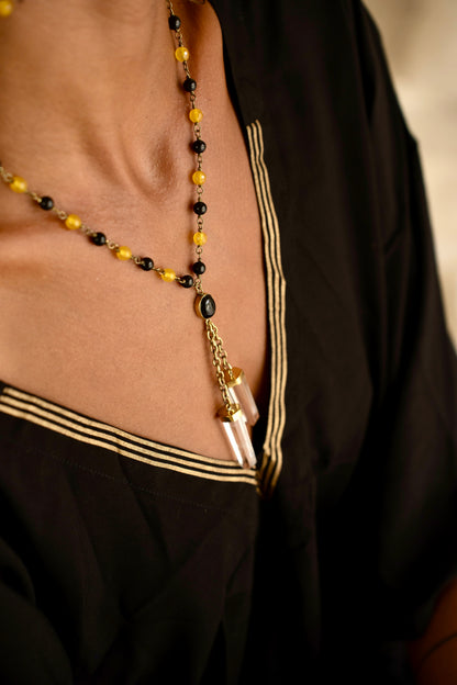 2 crystal necklace with yellow agate &amp; black onyx from Unleash your inner wealth