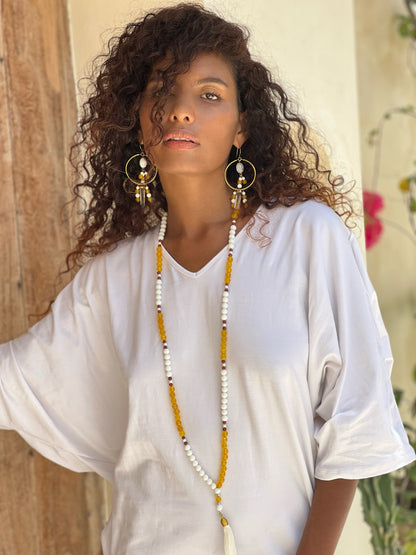 Ring me white and gold with crystal, divine mala necklace &amp; sacred dress from unleash your inner wealth